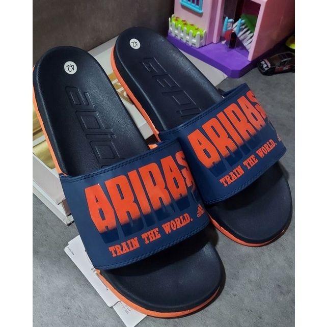 Adidas_Adilette Printed Slides (Navy/Orange) – Kaara Store